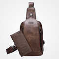 Bolsa Transversal Masculina de Couro Elegano® JEEP + Carteira de BRINDE!