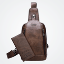Bolsa Transversal Masculina de Couro Elegano® JEEP + Carteira de BRINDE!