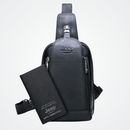 Bolsa Transversal Masculina de Couro Elegano® JEEP + Carteira de BRINDE!