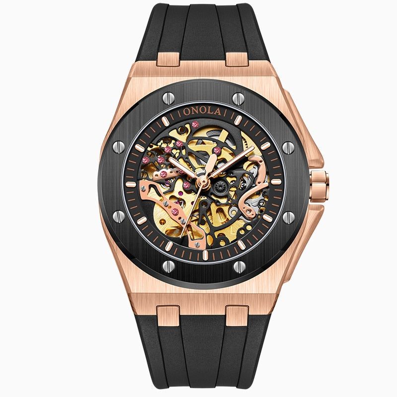 Relógio Masculino Elegano® Skeleton Oak